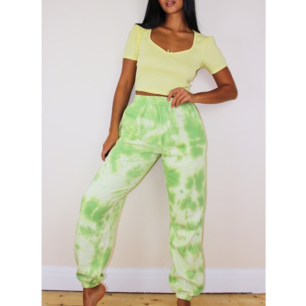 NEW Petite Lime Mint Green Tie Dye Acid Wash Jogger